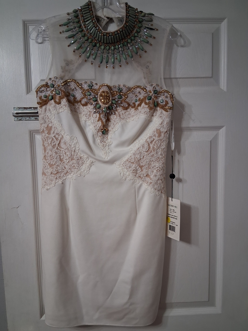 New Sherri Hill New Size 12 White Lace With Embellishments Evening Dress - Picture 2 of 9
